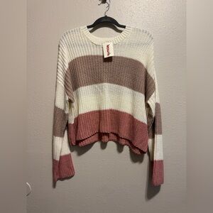 Women's Striped Sweater - Cream, Brown, Pink